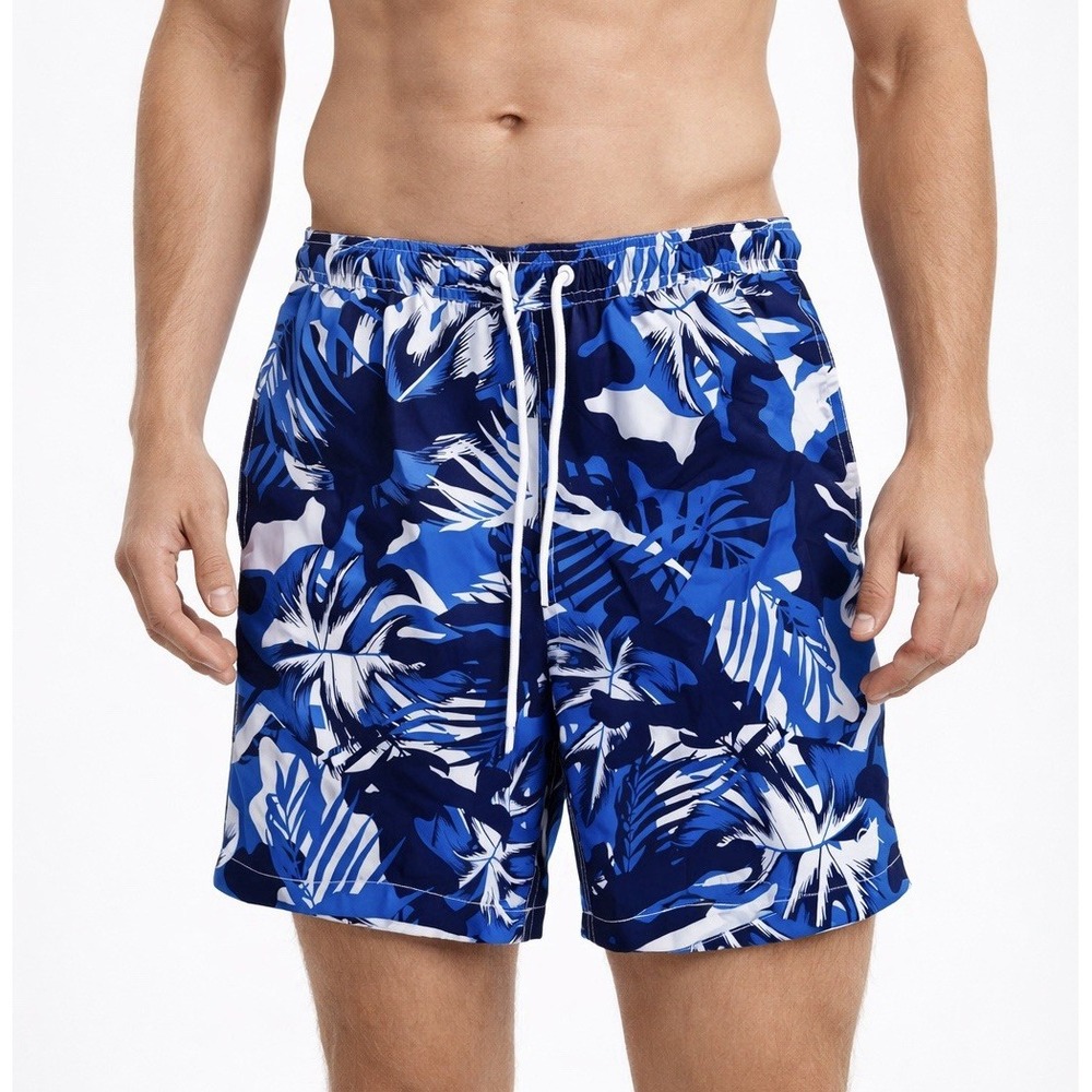 Calvin Klein Men's Swim Trunks Blue Tropical Small